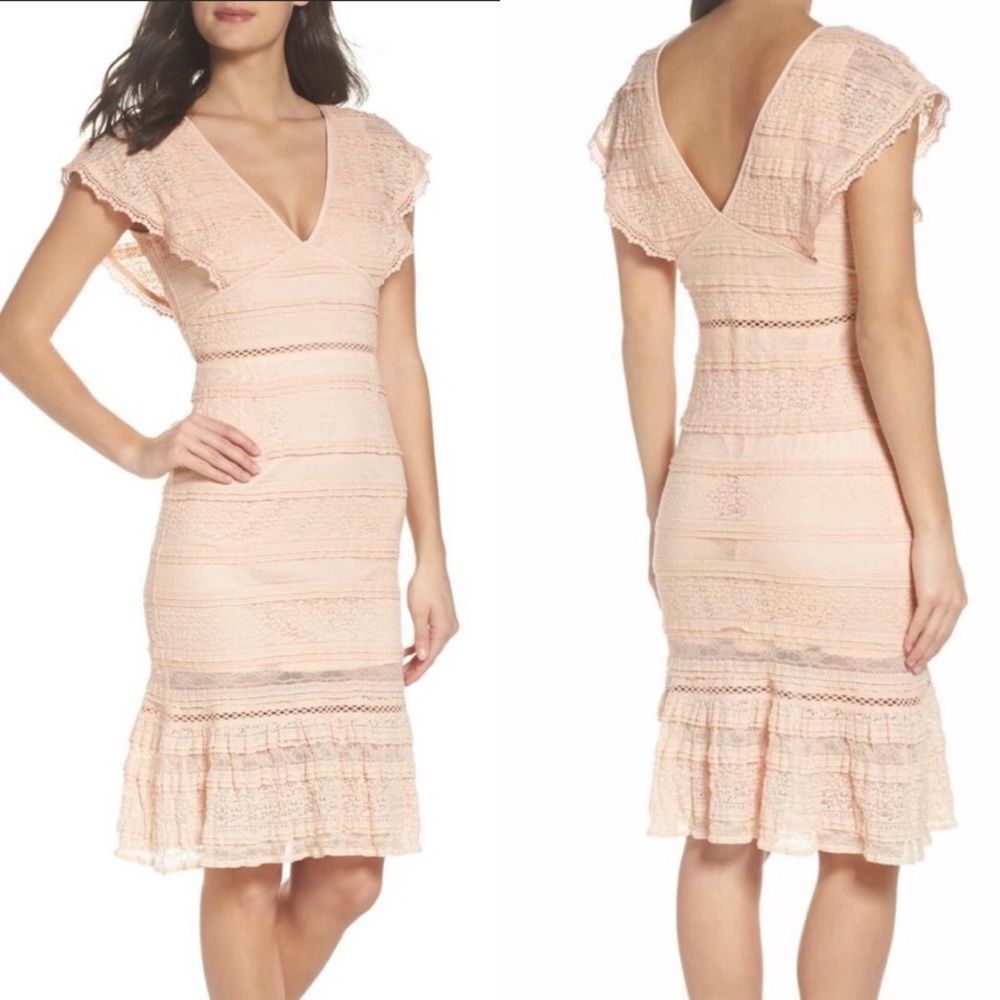 Other Foxiedox Makayla Flutter Trim Lace Sheath Dress L Size L / US 10 / IT 46 - 1 Thumbnail