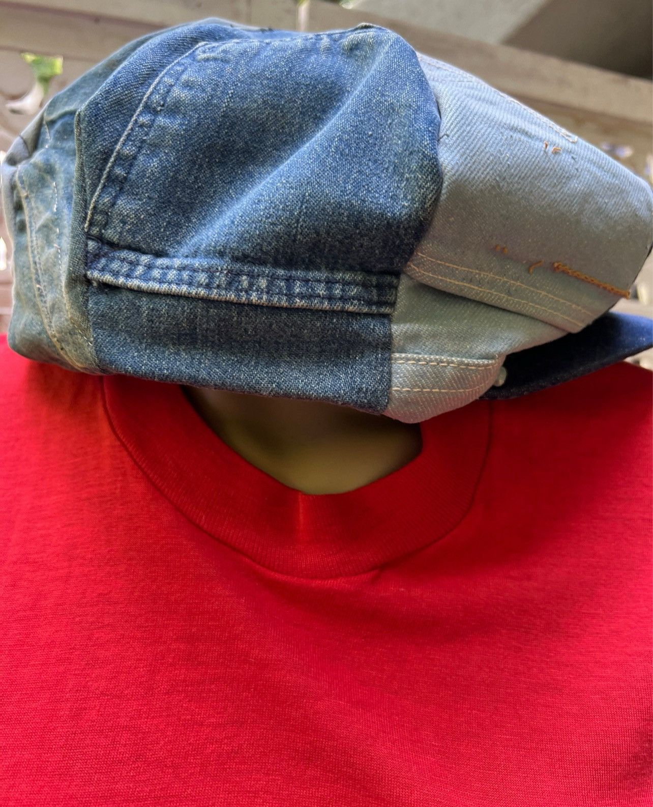 Vintage Iconic and RARE true Vintage 1970s denim patchwork hat Size 26 - 4 Thumbnail