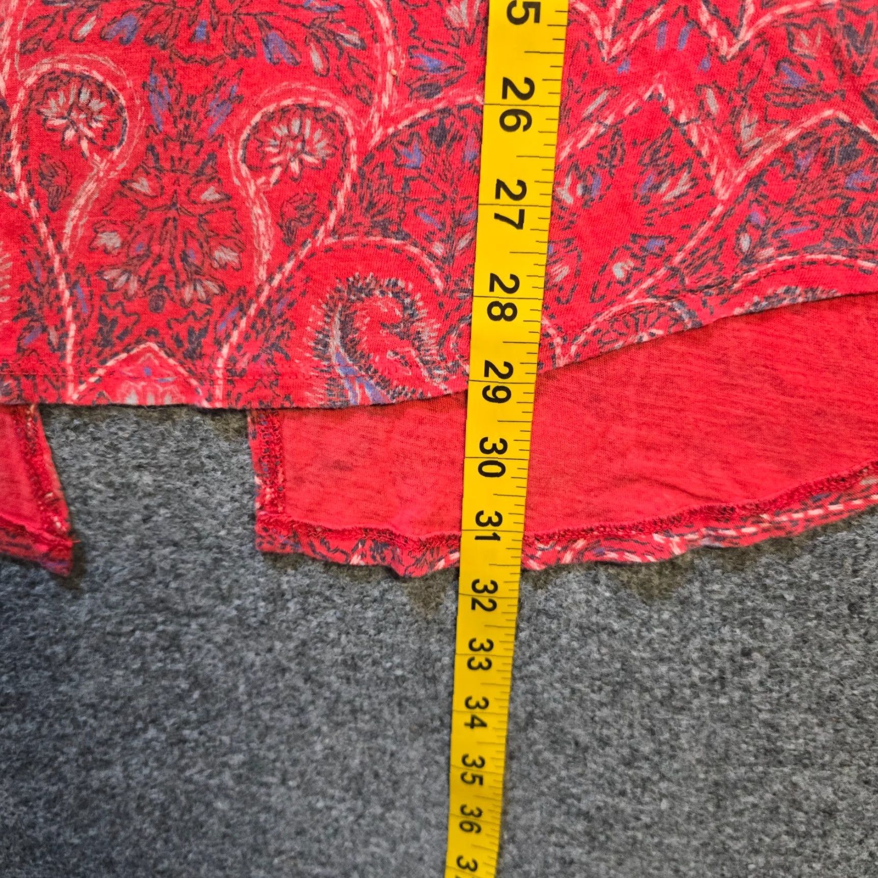 Lucky Brand Lucky Brand Top Womens 1X Red Paisley Round Neck Short Sleeve Casual Boho Shirt Womens Size XL / US 12-14 / IT 48-50 - 6 Thumbnail
