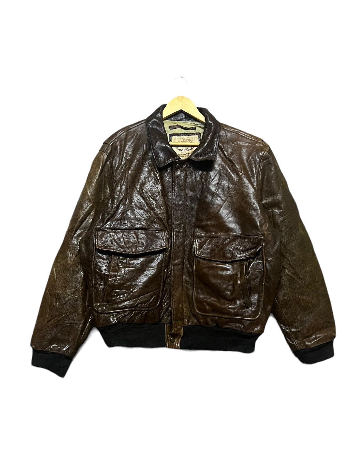 Vtg🔥Chevignon World Traveler A2 Flight Leather Jacket