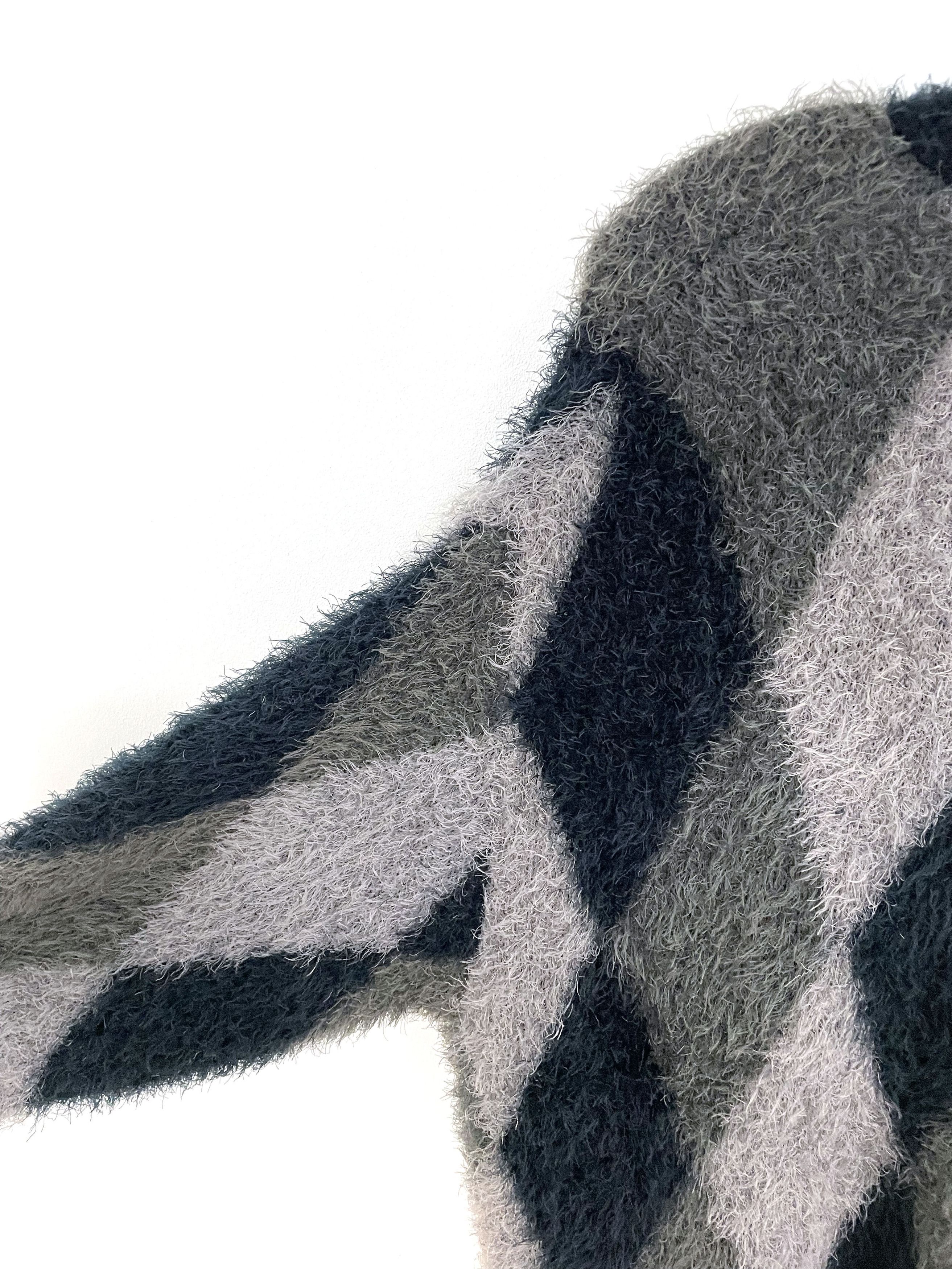 Number (N)ine Fuzzy Argyle Cardigan Size US XL / EU 56 / 4 - 9 Thumbnail