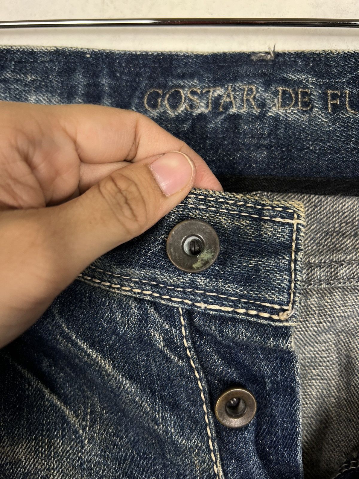 GOSTAR DE FUGA 🔥 GOSTAR DE FUGA DISTRESS DYED BROKEN DENIM JEANS SLIM FIT Size US 30 / EU 46 - 13 Thumbnail