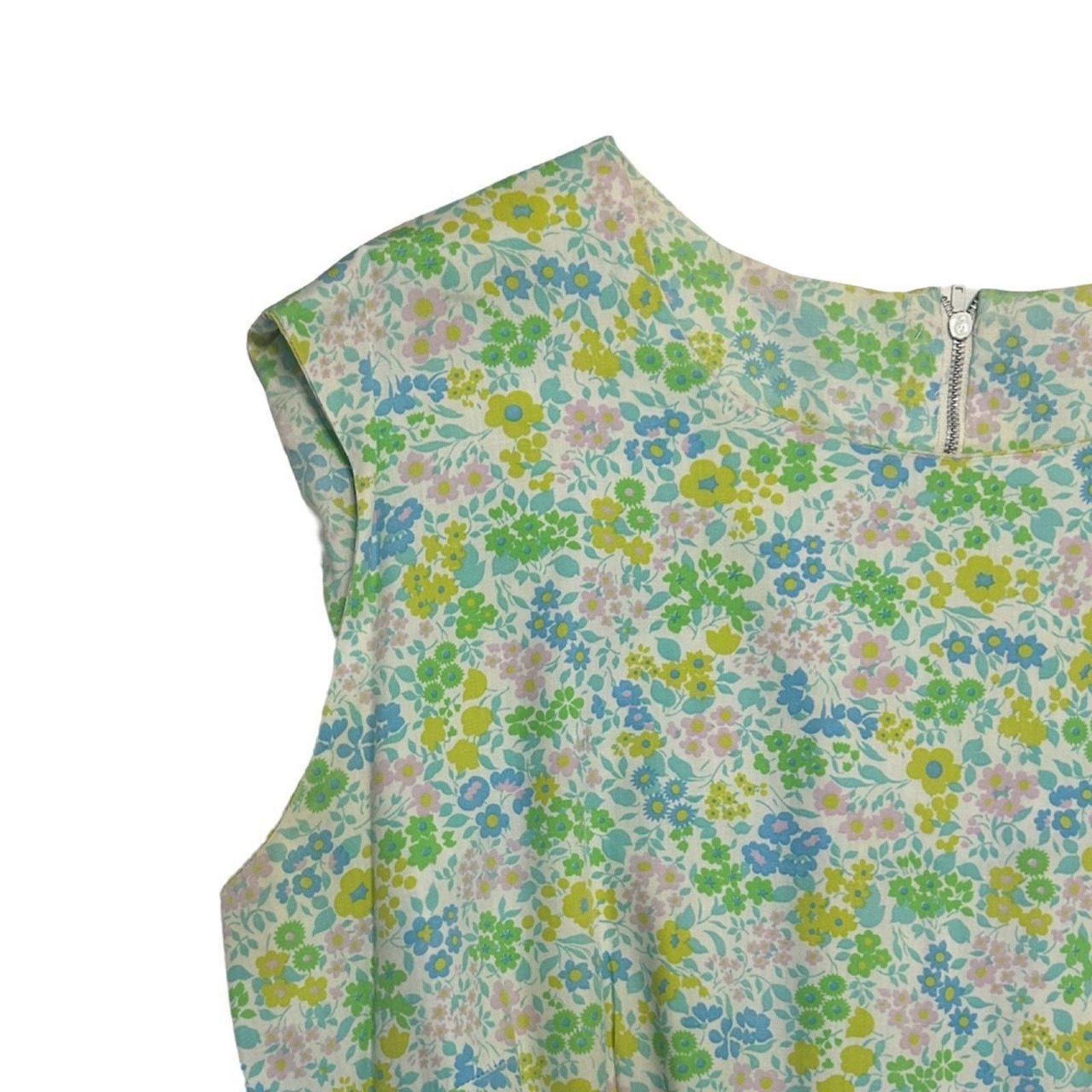 Vintage 50s vintage dress floral white pink blue Size M / US 6-8 / IT 42-44 - 3 Thumbnail