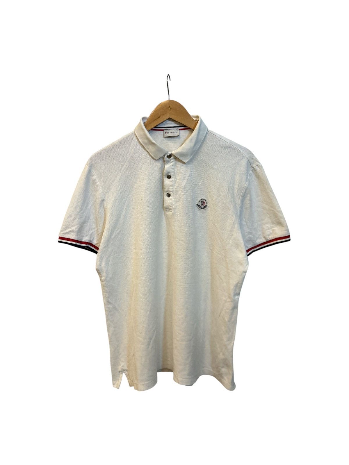 Moncler White Tipped Polo Shirt – Small Logo