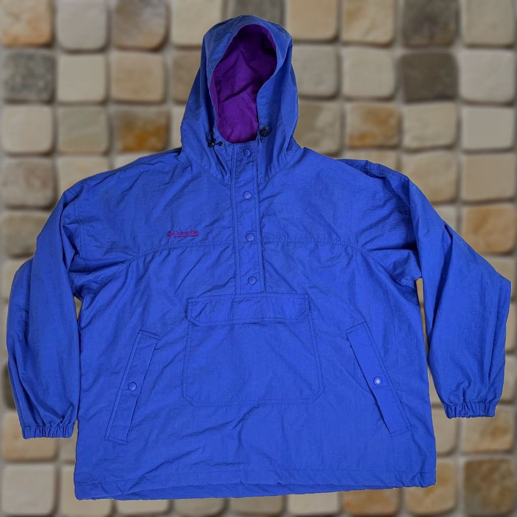 Vintage Columbia Women’s Vintage 90s Pullover Anorak Windbreaker Jacket XL Blue 90s Hooded Pockets Size XL / US 12-14 / IT 48-50 - 1 Thumbnail