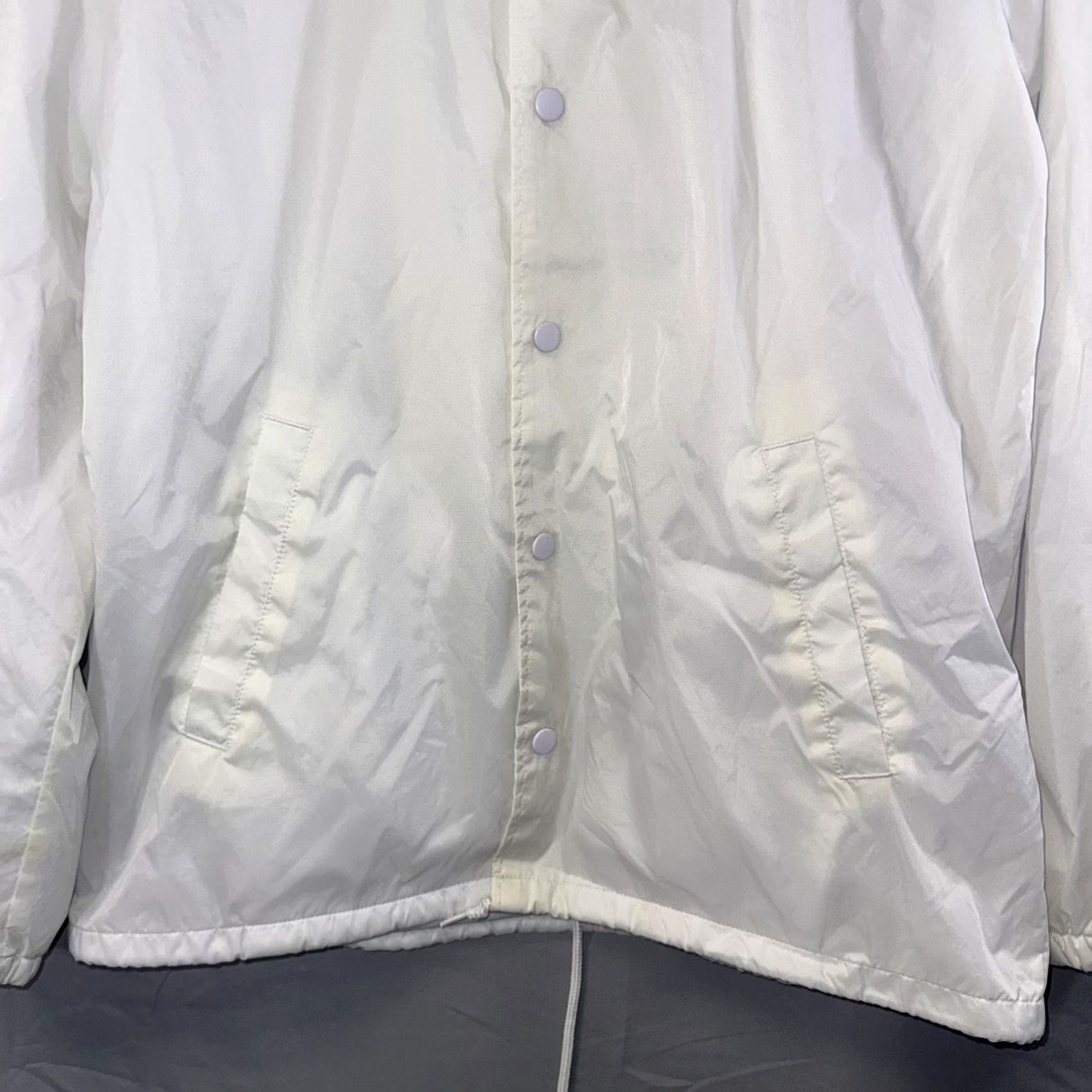 Obey OBEY Jacket Mens L White Windbreaker Snap Front Back Logo Nylon Lined Coach Jacket Size US L / EU 52-54 / 3 - 4 Thumbnail