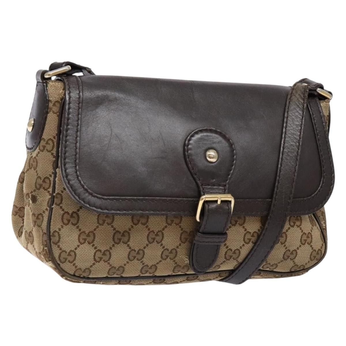Gucci GUCCI GG Canvas Shoulder Bag Beige Silver Brown Size ONE SIZE - 1 Thumbnail