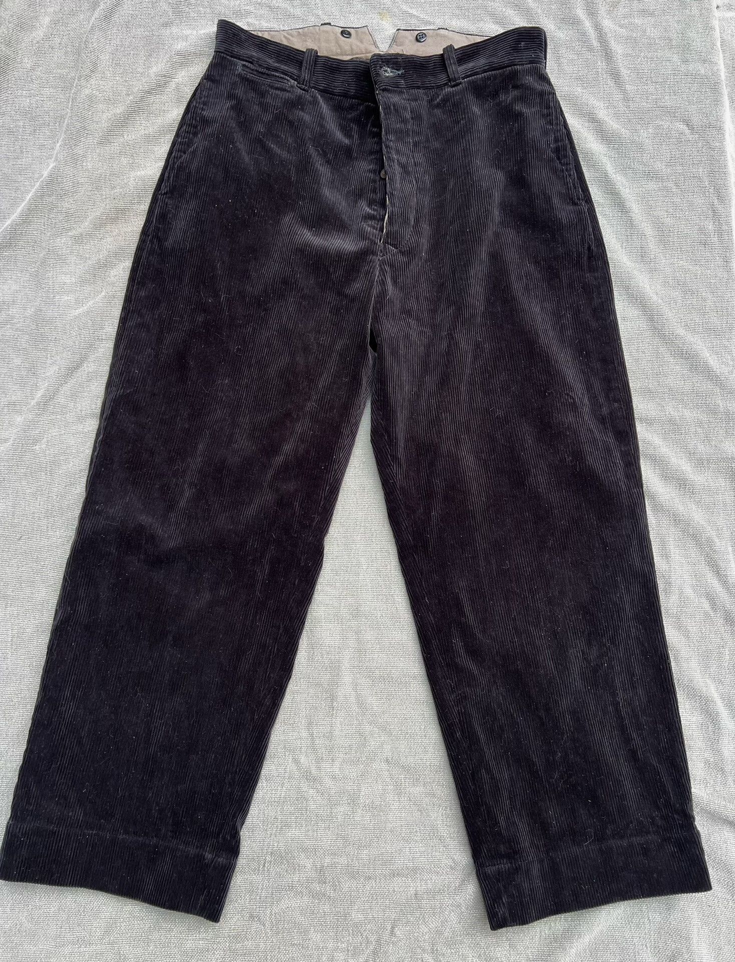 Vintage Black Wide-Leg Corduroy Trousers Size 30" / US 8 / IT 44 - 1 Thumbnail