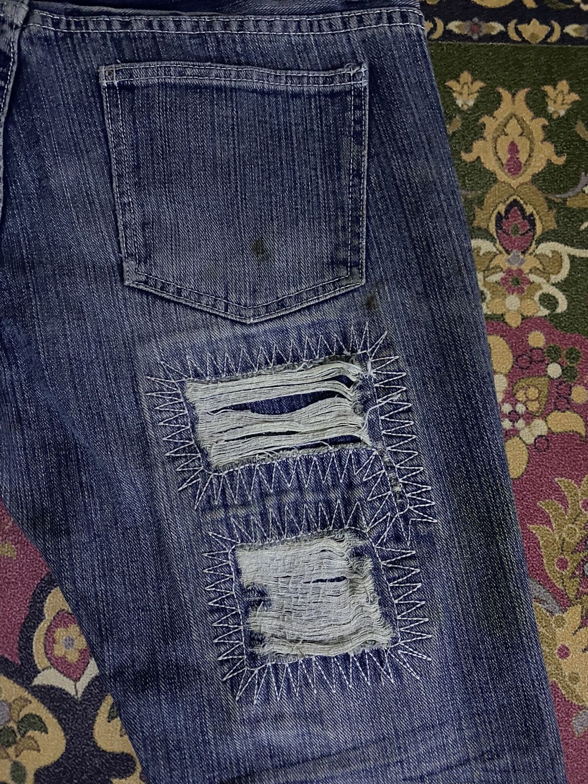 If Six Was Nine × Japanese Brand × Le Grande Bleu (L.G.B.) Japanese Brand RHYME Distressed Denim Pant Size US 33 - 9 Thumbnail