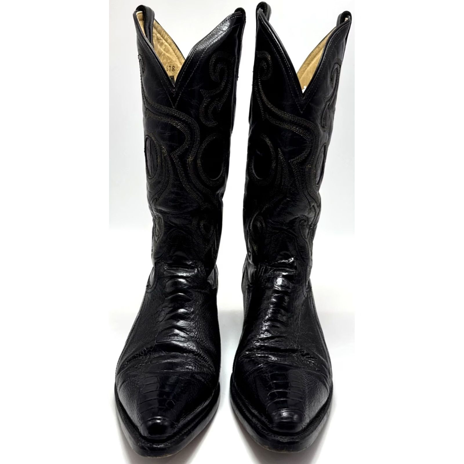 Vintage VINTAGE Dos De Oro Exotic Western Boot Ostrich Mens Size 7 Black Gold Mexico Size US 7 / EU 40 - 4 Thumbnail