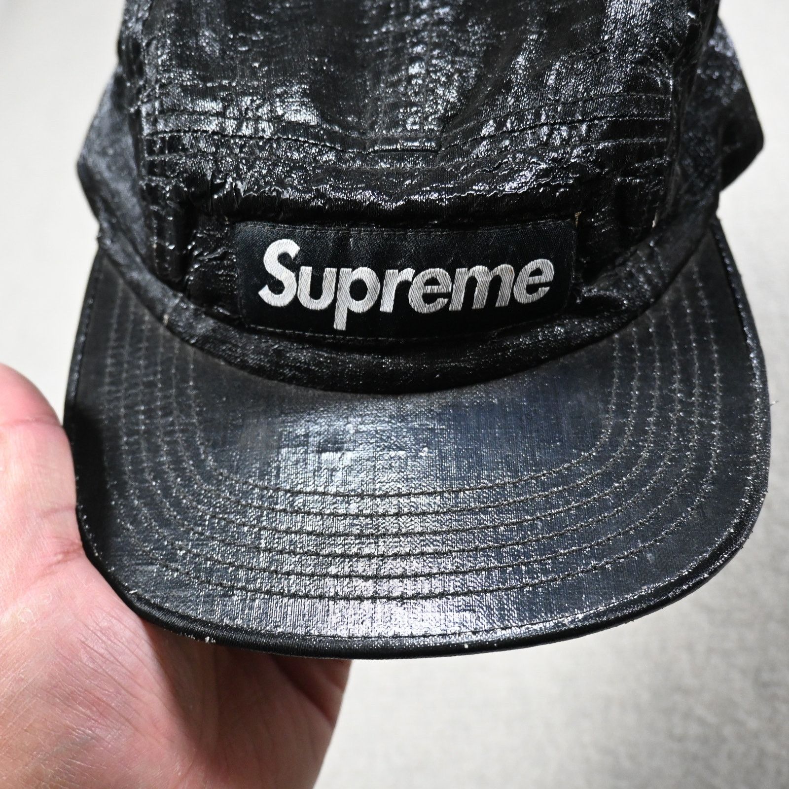 Supreme Supreme Metallic Camp Cap Black Coated 5 Panel Strapback Size ONE SIZE - 6 Thumbnail