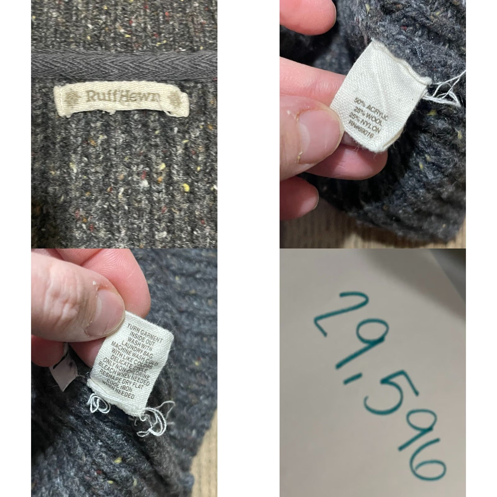 Vintage Ruff Hewn Dress Women Medium Gray V-Neck Wool Blend Side Zip Short Sleeve Size M / US 6-8 / IT 42-44 - 8 Thumbnail