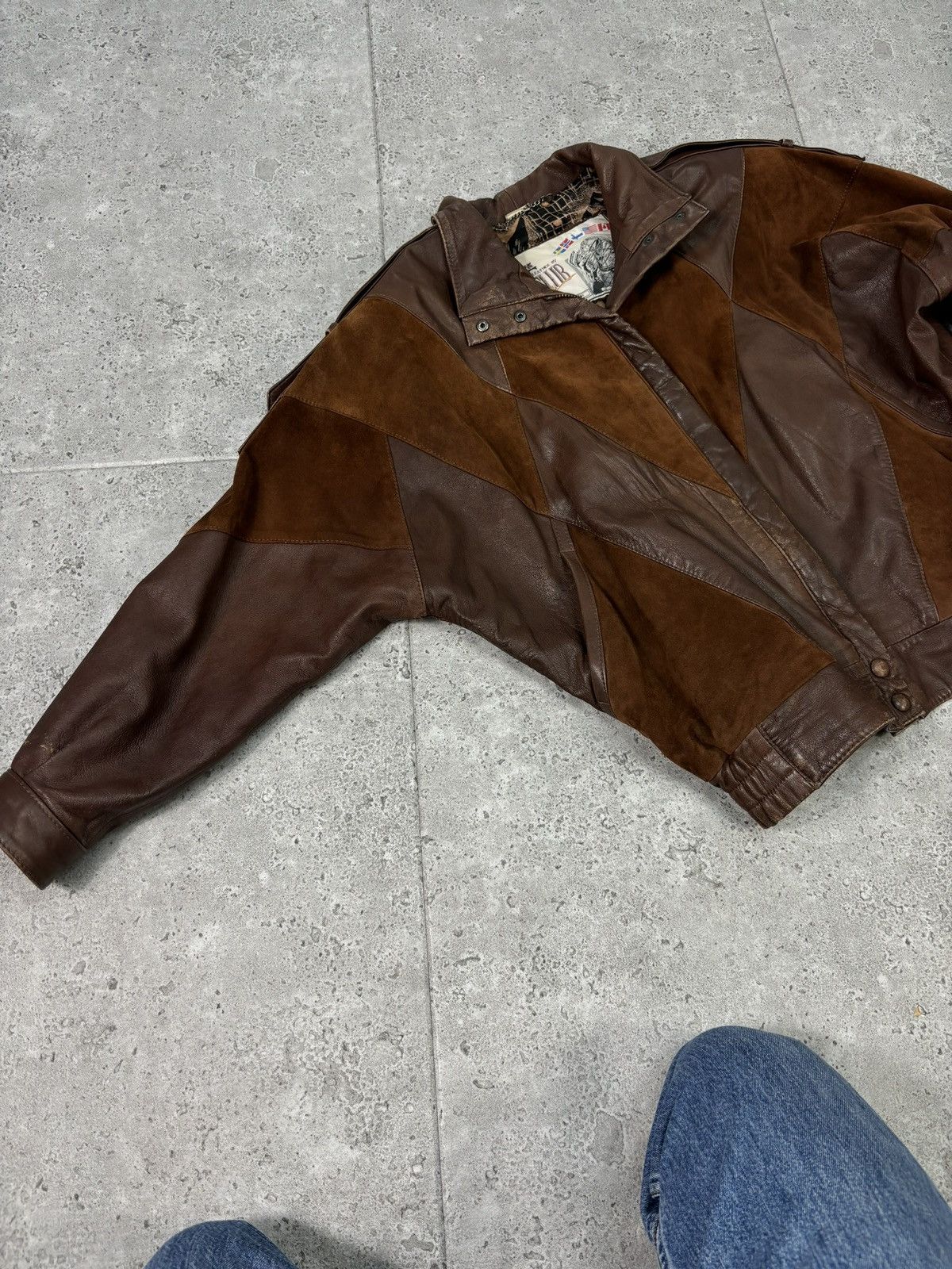 Japanese Brand × Vintage 2000s Japanese Patchwork Leather Jacket Avant Garde Brown Size US M / EU 48-50 / 2 - 6 Thumbnail