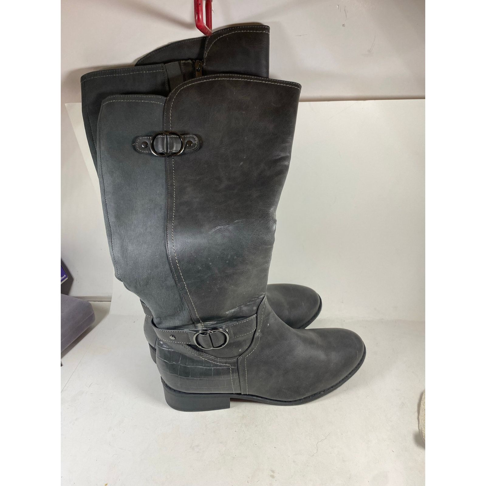 Other Karen Scott Women Gray Buckle Accent Leandraa Riding Boot9.5 Size US 9.5 / IT 39.5 - 5 Thumbnail