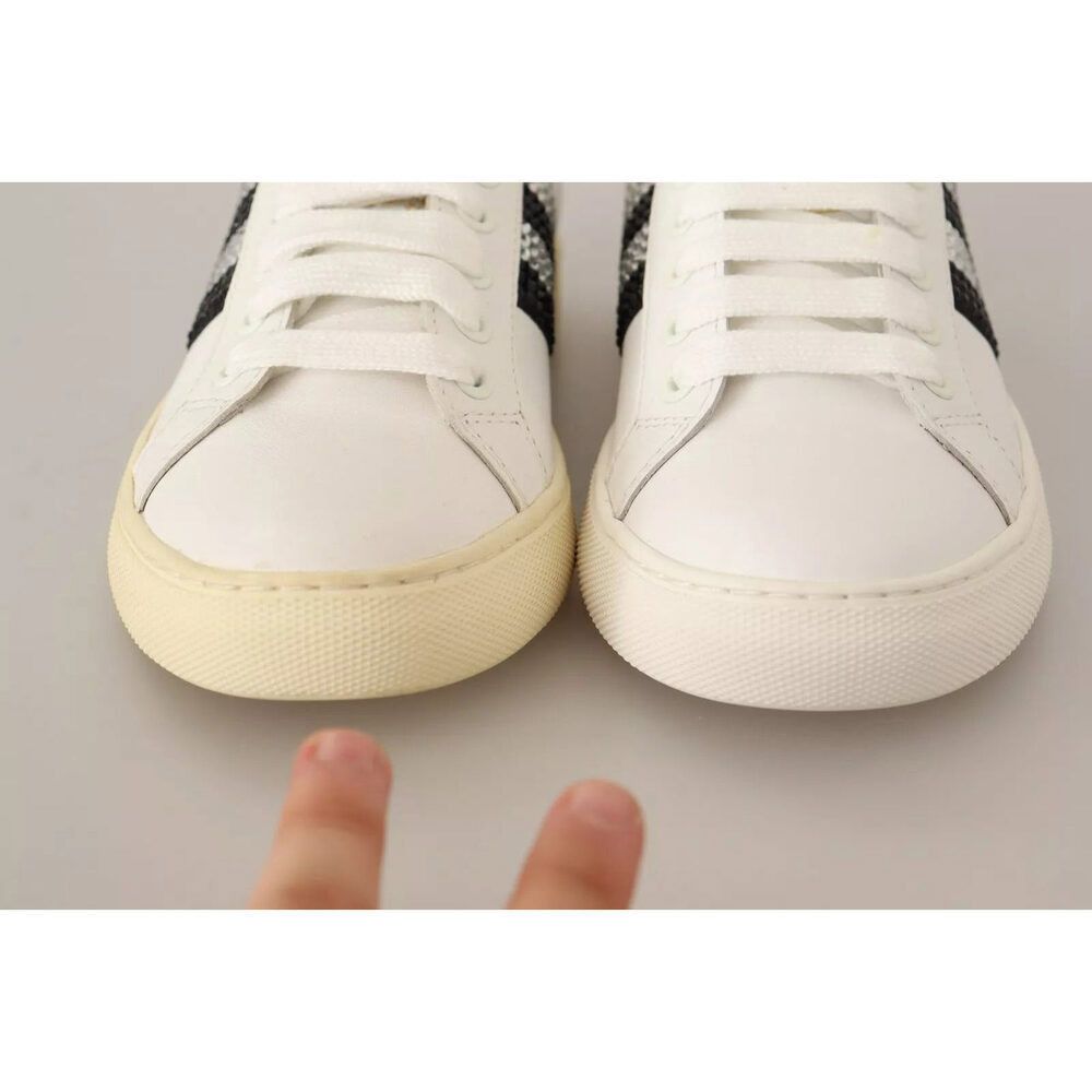 Marc Jacobs Marc Jacobs White Leather Crystal Embellished Sneakers Shoes Size US 6 / IT 36 - 6 Thumbnail