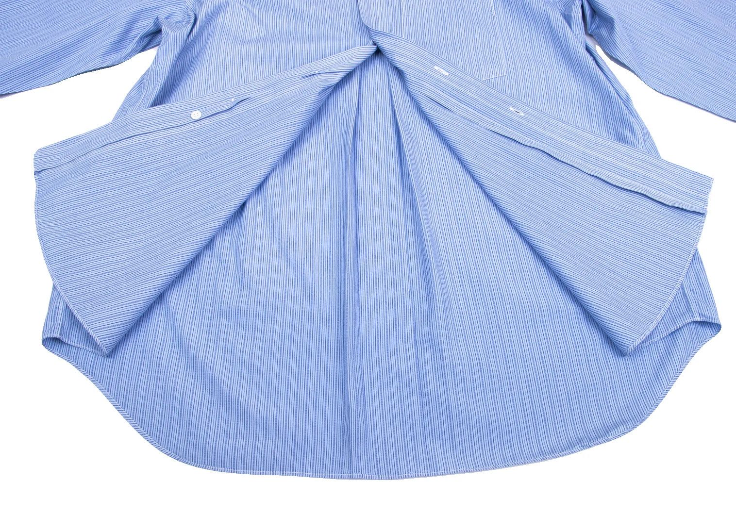 Comme des Garcons Homme Plus Cotton Stripe Shirt in Light Blue and Navy, Size M Size US M / EU 48-50 / 2 - 15 Thumbnail