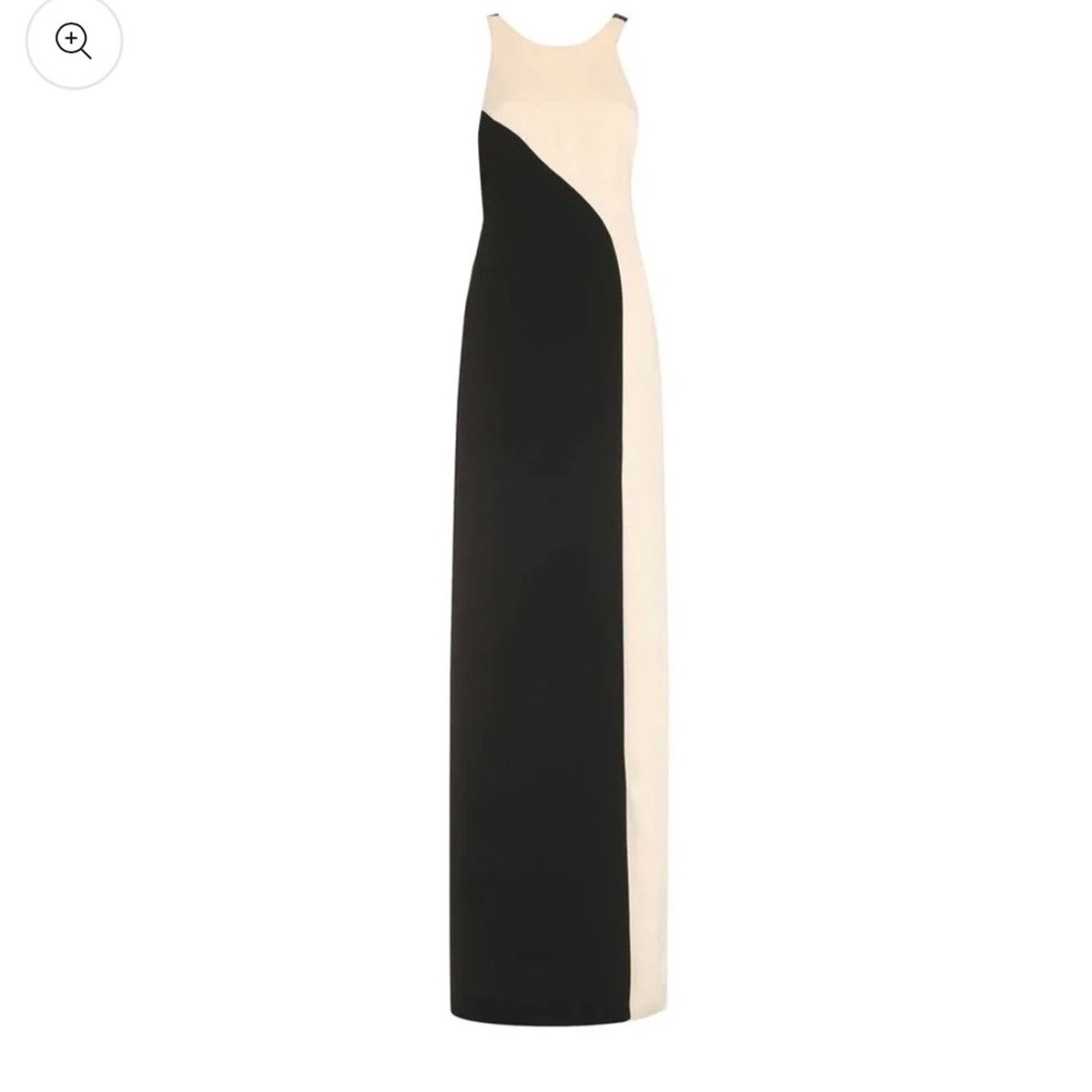 PINKO Black & White Sleeveless High Slit Sheath Maxi Dress