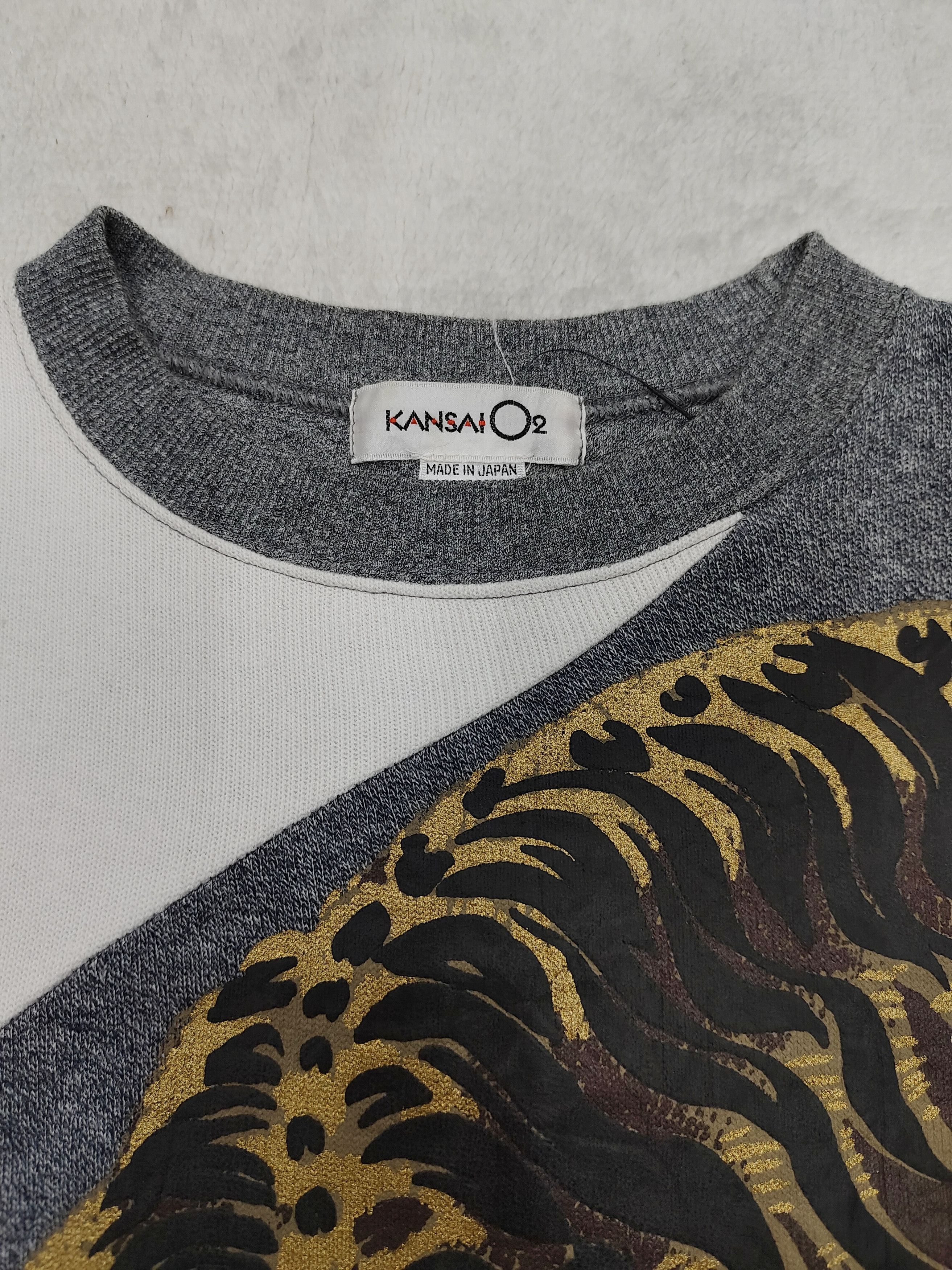 Kansai Yamamoto 80s Kansai O2 Archive Asymmetric Tiger Art Graphic Sweatshir Size US M / EU 48-50 / 2 - 7 Thumbnail