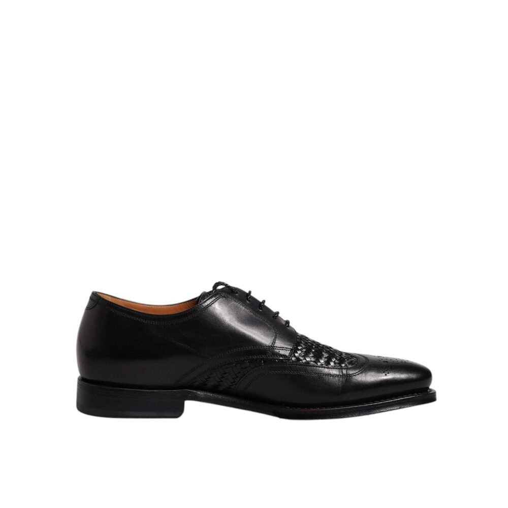 Dolce & Gabbana Black Leather Derby Wingtip Lace Up Formal D