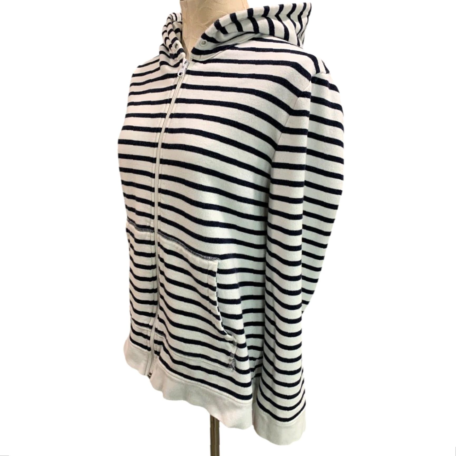 Talbots VINTAGE XL Talbots Zip Up Hoodie Sweatshirt Womens Navy Blue White Stripe Sweatshirt (Plus) Hoodie Size XL / US 12-14 / IT 48-50 - 4 Thumbnail
