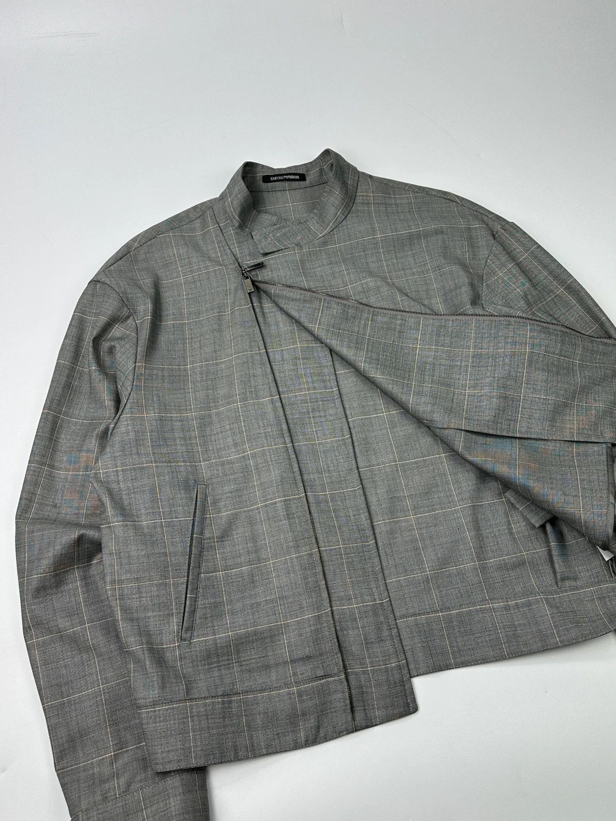 Emporio Armani Emporio Armani SS2020 Grey Wool Light Side Zip Jacket Size US L / EU 52-54 / 3 - 9 Thumbnail