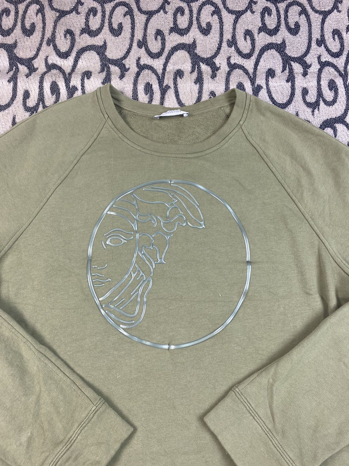 Versace × Versace Jeans Couture Versace Collection Medusa Khaki Big Logo Sweatshirt Size US L / EU 52-54 / 3 - 3 Thumbnail