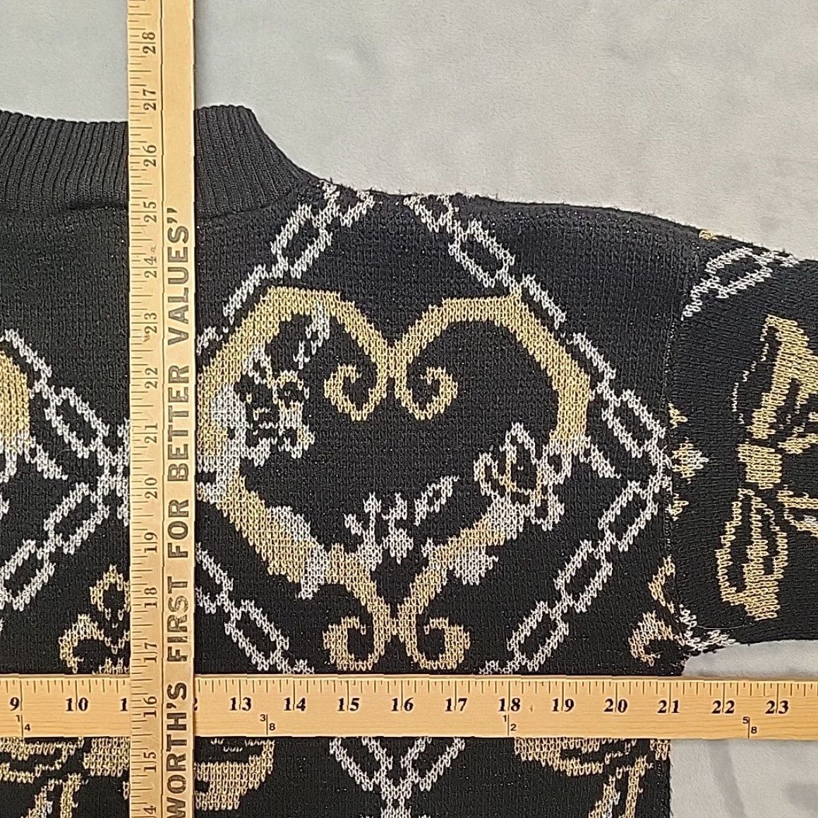 Vintage VTG Dana Scott Sweater Womens Large Black Gold Lurex Knit 80s Glam Made in USA Sleeved Long Geometric Pattern Knit Pullover Casual Shirts Womens Size L / US 10 / IT 46 - 8 Thumbnail