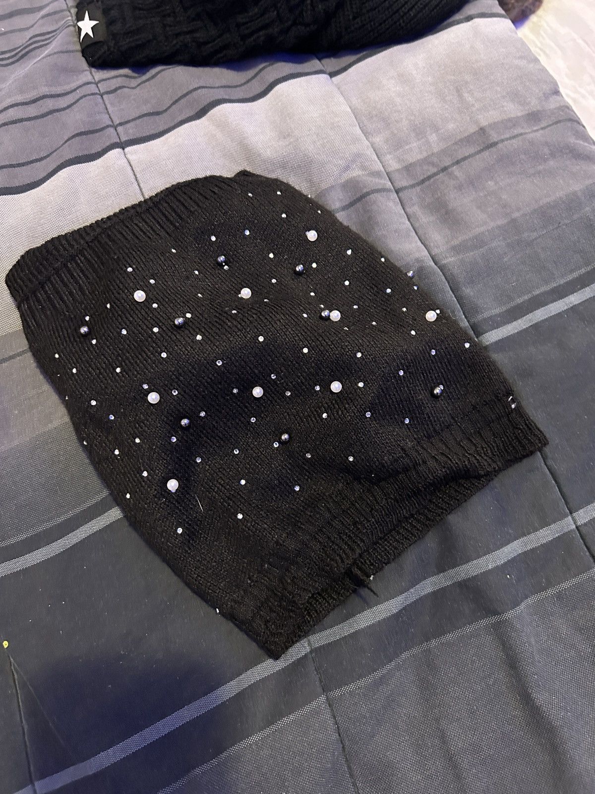 Japanese Brand Knitted Rhinestone Marble Beanie Size ONE SIZE - 1 Thumbnail