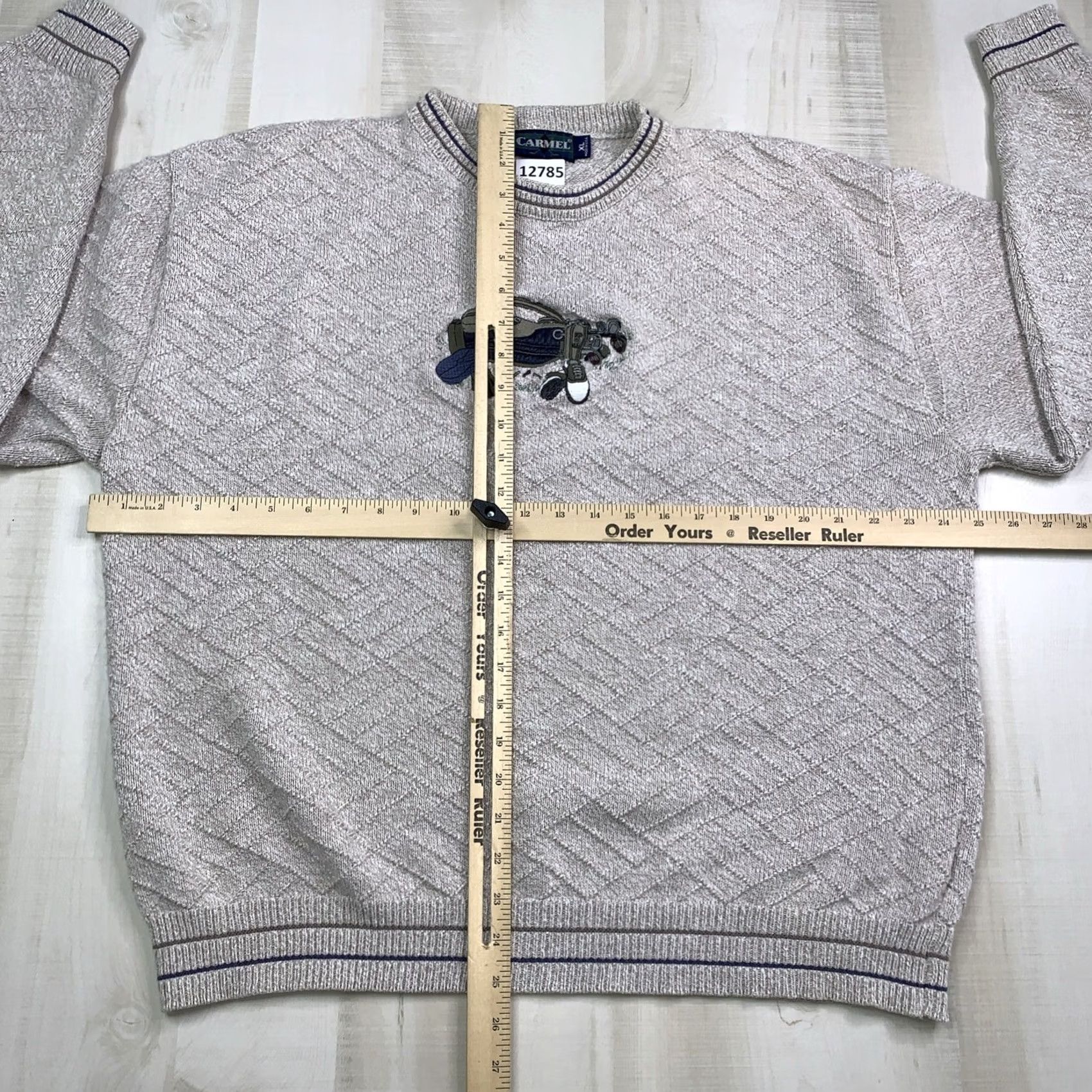 Vintage VINTAGE Carmel USA Embroidered Golf Textured Knit Sweater Men’s XL Crew Neck Pullover Heavyweight Beige 100% Cotton Herringbone Casual Men’s Size US XL / EU 56 / 4 - 4 Thumbnail