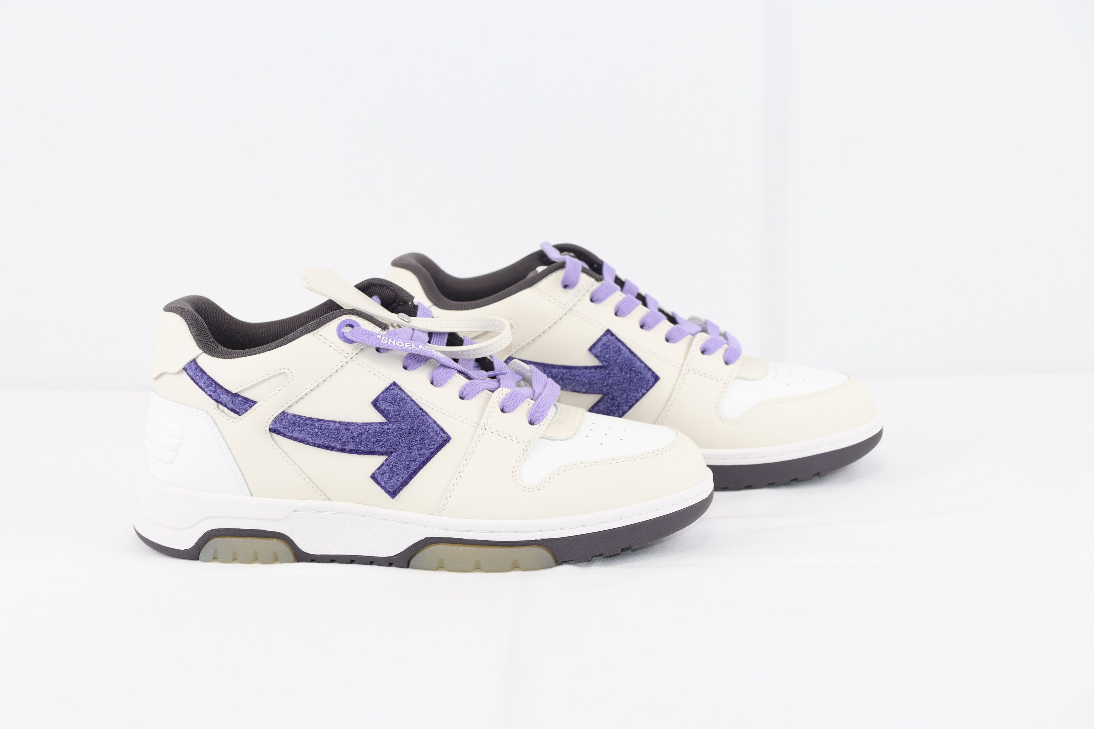 image of Off White O1Rshd1 Out Of Office Sneakers In Cream, White, Purple in Cream/White/Purple (Size 10)