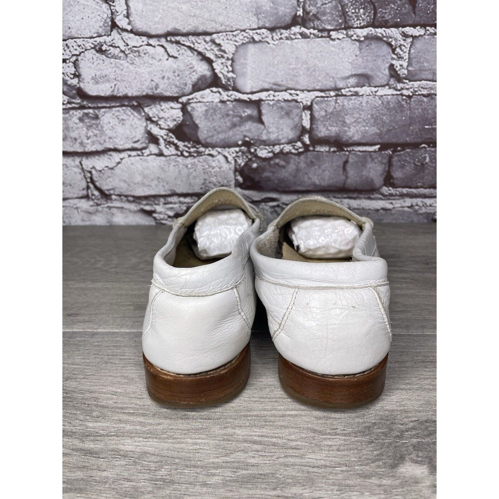 G.H. Bass & Co. G.H. Bass Weejuns White Leather Moc Toe Penny Loafers Shoes Size US 8 / IT 38 - 4 Thumbnail