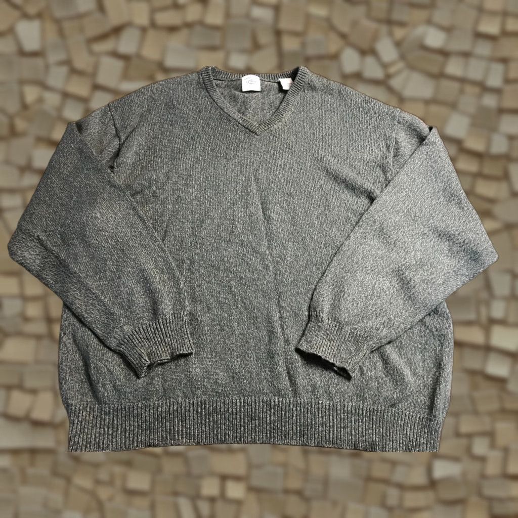 Vintage Latitude Sweater Men's Size Large V-Neck Pullover Long Sleeve Gray Tan Brown Knit Regular Fall Winter Casual Men Size US L / EU 52-54 / 3 - 1 Thumbnail