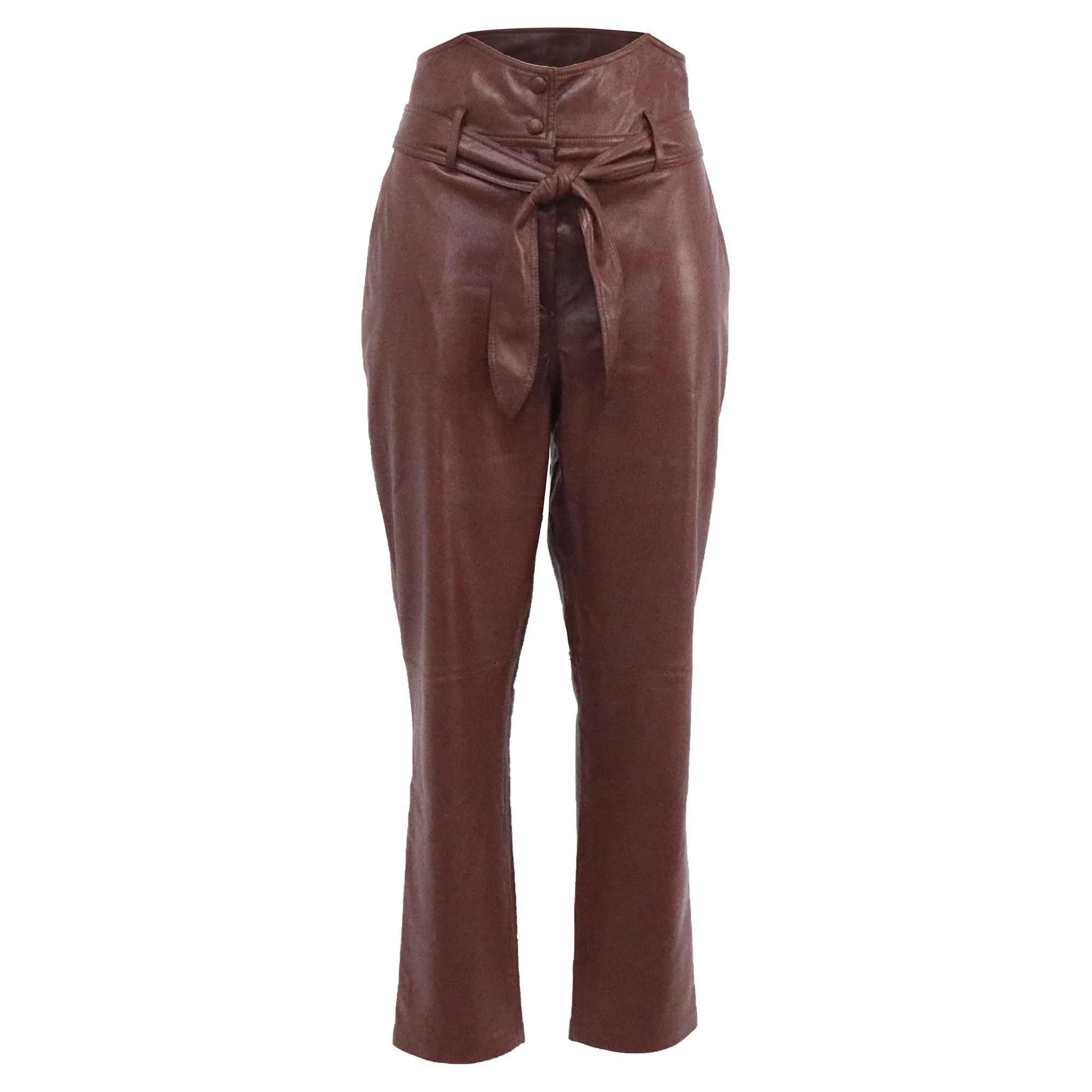 Nanushka Nanushka Ethan Vegan Leather Pants In Burgundy Polyester Size 25" / US 0 / IT 36 - 1 Thumbnail