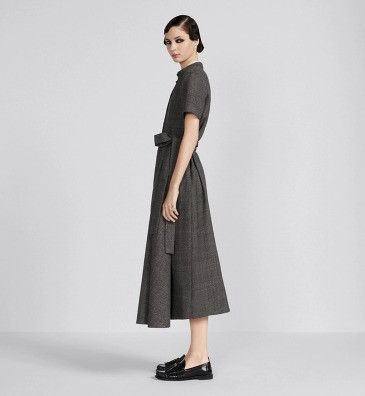 Dior o1w1db10824 Mid-Length Draped Dress in Grey Black Size XS / US 0-2 / IT 36-38 - 5 Thumbnail