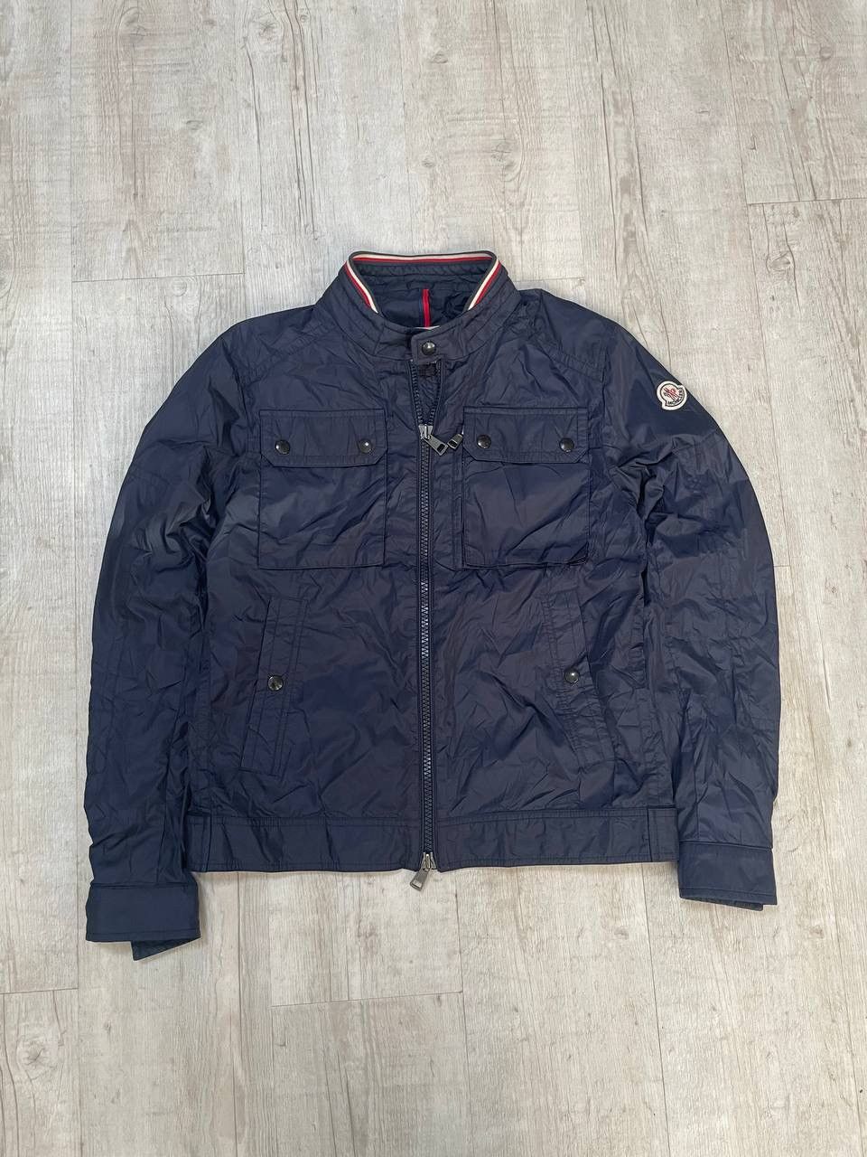 Moncler light jacket navy blue logo in hend 2 size S-M