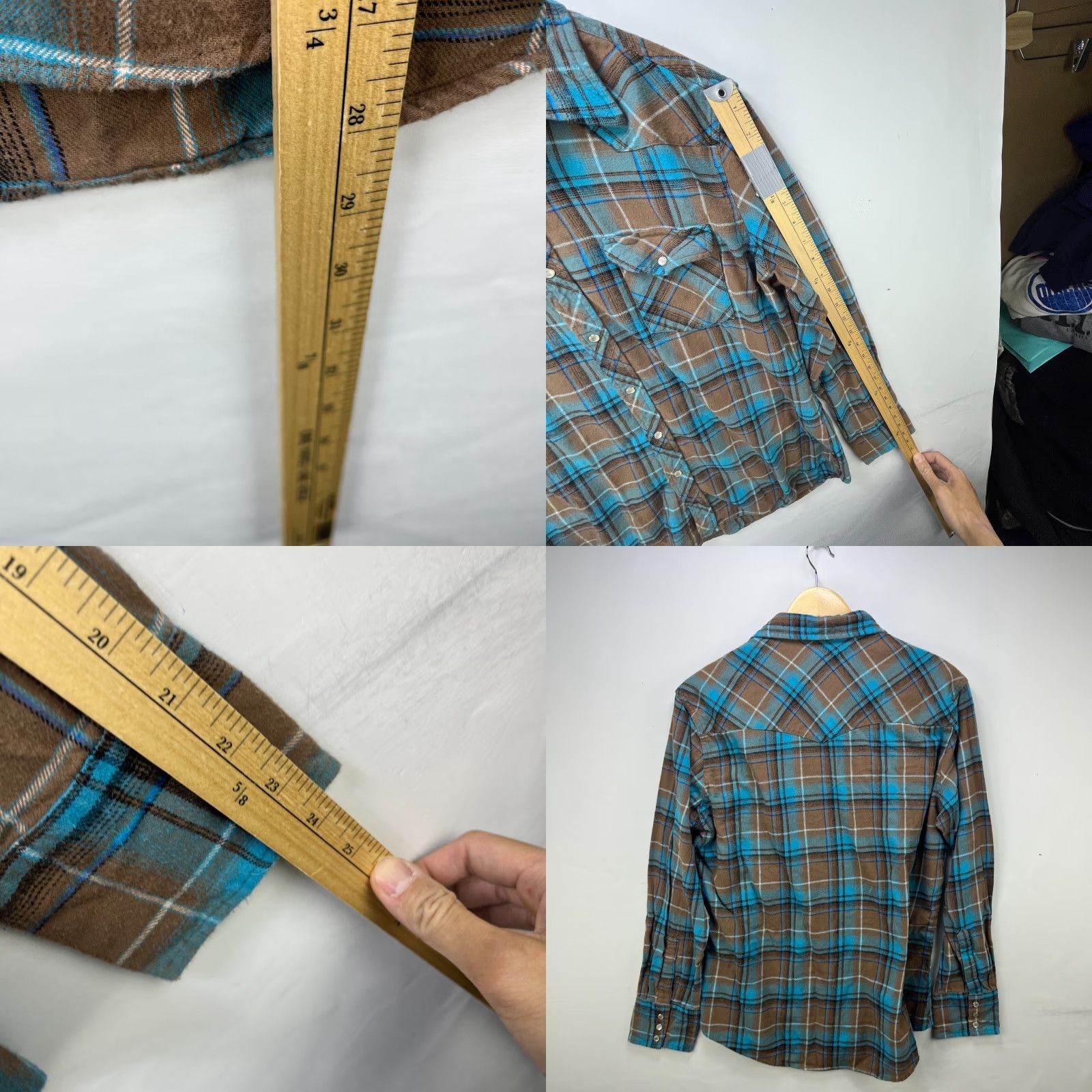 Wrangler VINTAGE Wrangler Western Plaid Button-Up Shirt L Mens Long Sleeve Blue Trendy Western Accents: Button Snap Size US L / EU 52-54 / 3 - 8 Thumbnail