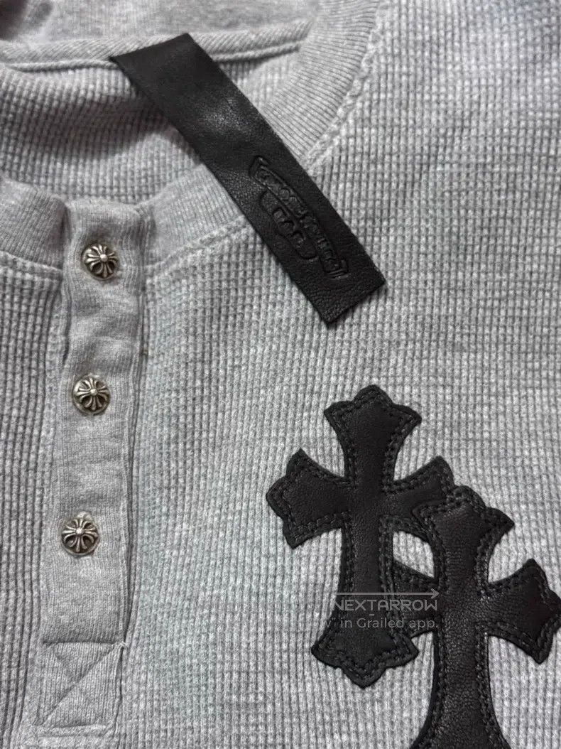 Chrome Hearts CHROME HEARTS Size M Grey Waffle Long Sleeve Sweater Size US M / EU 48-50 / 2 - 9 Thumbnail