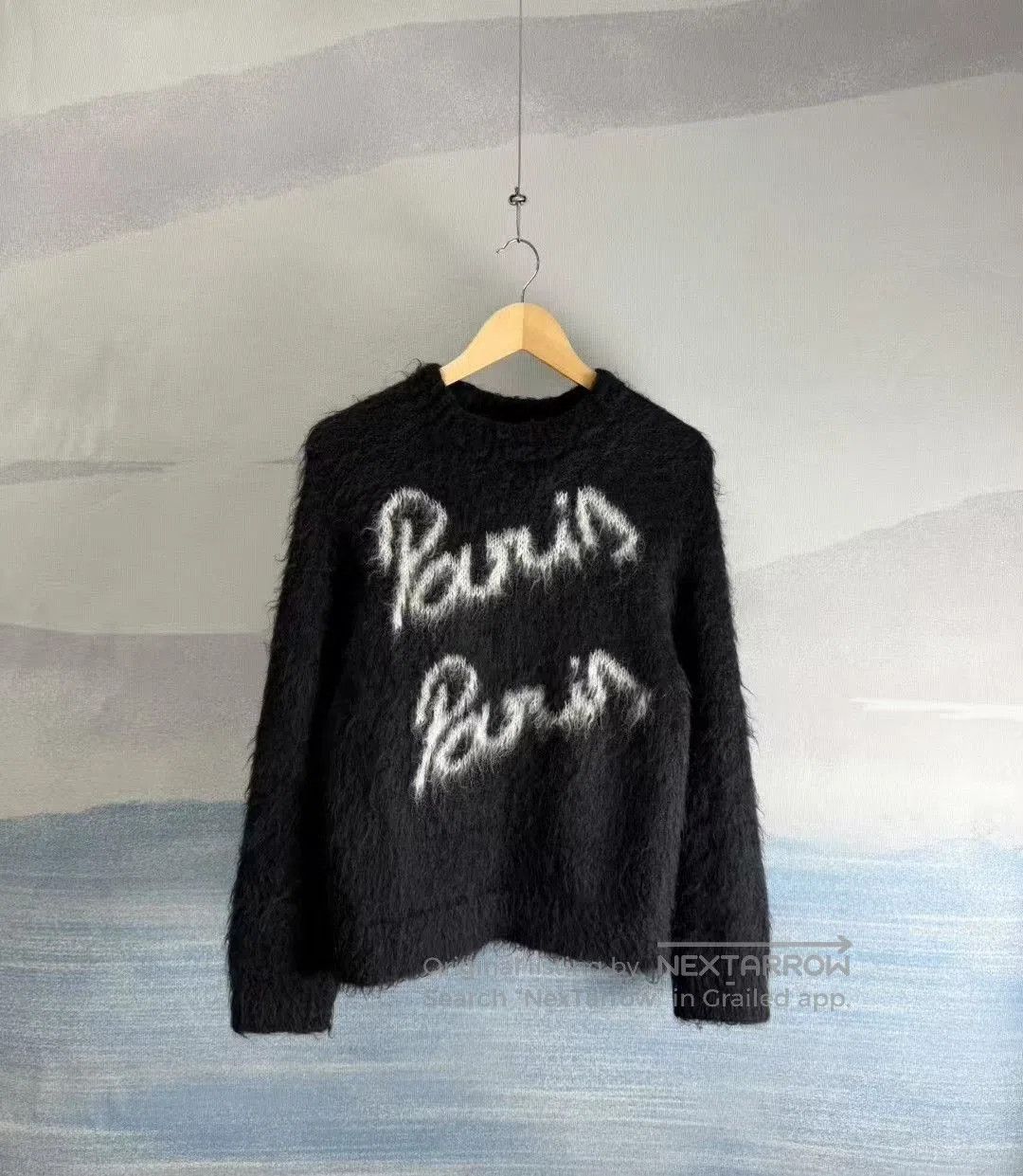 Saint Laurent Paris Saint Laurent Paris Black Letter Mohair Sweater. Size XS / US 0-2 / IT 36-38 - 1 Thumbnail