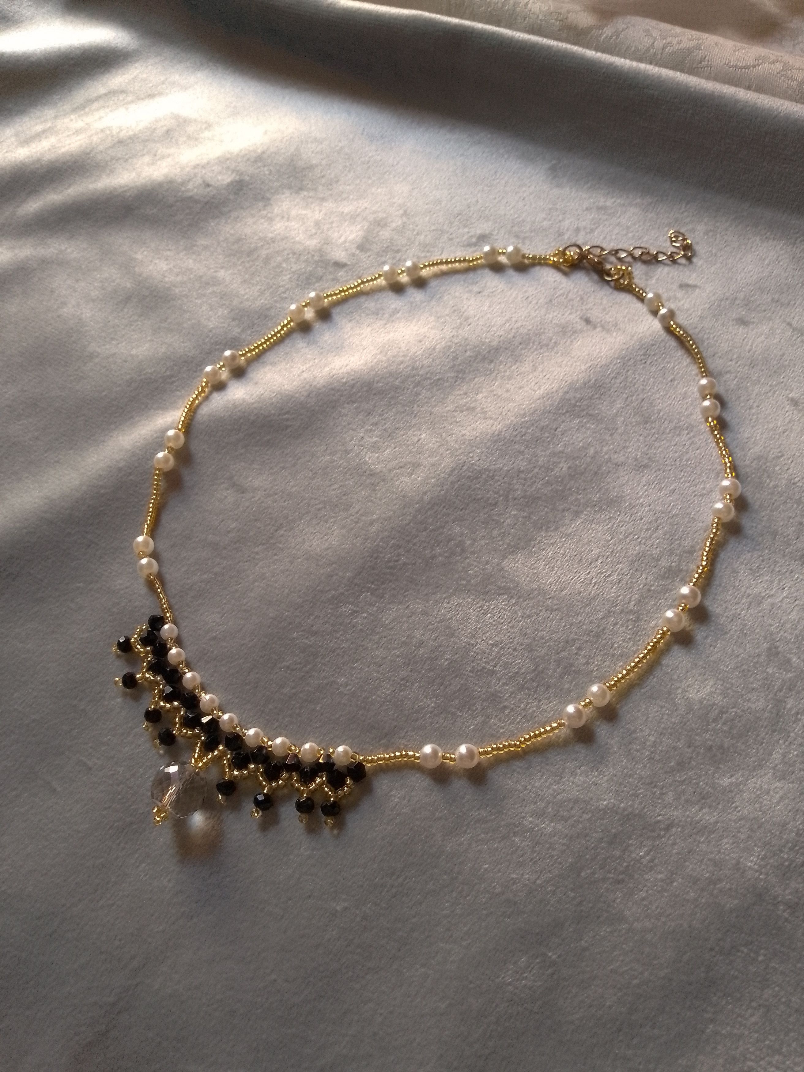 Other Golden Black Necklace with Swarovski crystal pendant Size ONE SIZE - 4 Thumbnail