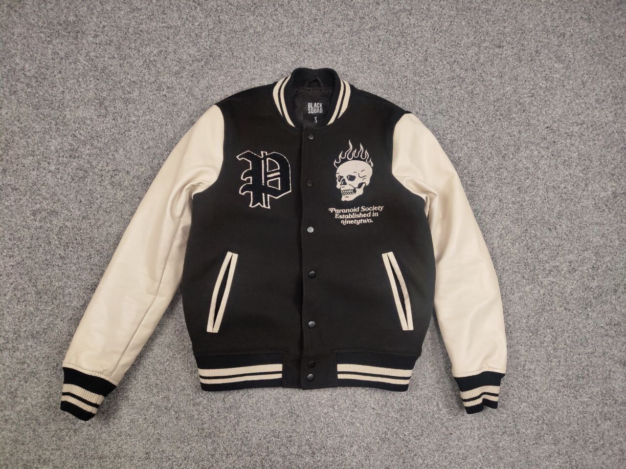 Japanese Brand Vintage Paranoid Society Letterman Varsity Bomber Jacket Size US S / EU 44-46 / 1 - 12 Thumbnail