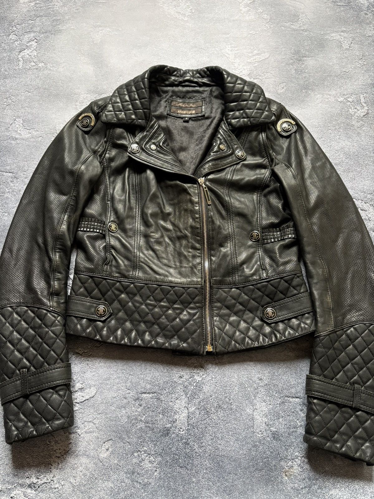 Roberto Cavalli Vintage Roberto Cavalli Avant Garde Biker Leather Jacket Size S / US 4 / IT 40 - 6 Thumbnail