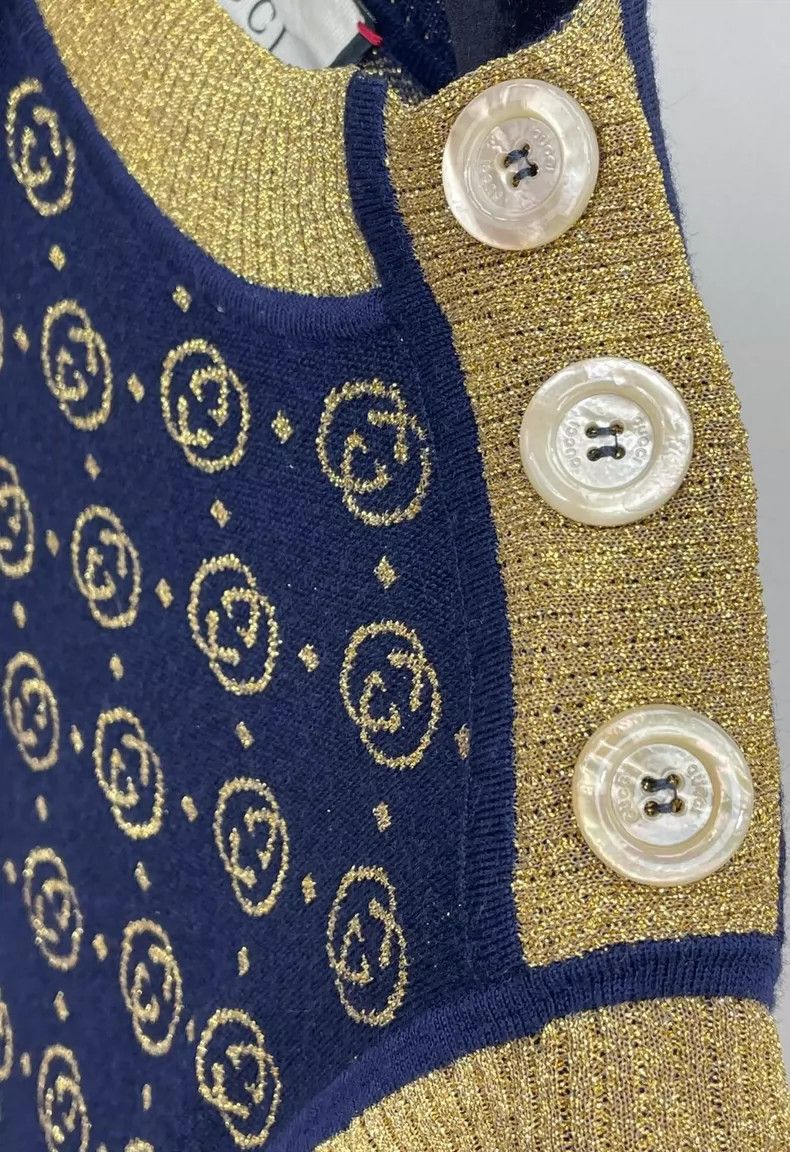 Gucci Gucci Cashmere blended knitted gold thread jacquad stitchin Size XXS / US 00 / IT 34 - 4 Thumbnail