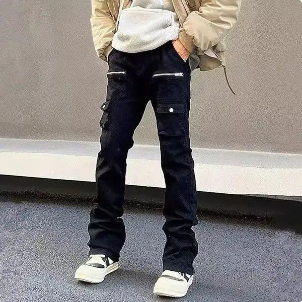 Japanese Brand Hirasawa x Moe Zipper Black Flared Jeans Cargo Pants Size US 32 / EU 48 - 5 Thumbnail