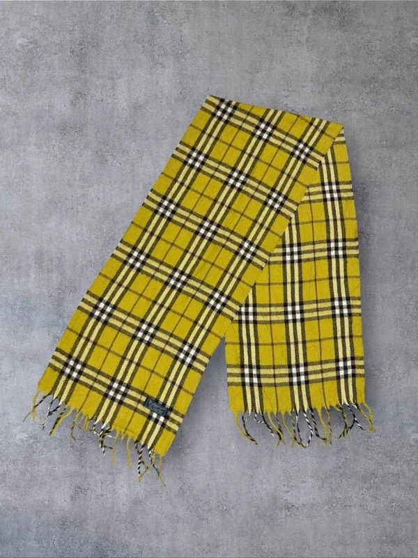 Burberry Vintage Burberry scarf yellow beige cashmere full pattern Size ONE SIZE - 2 Thumbnail