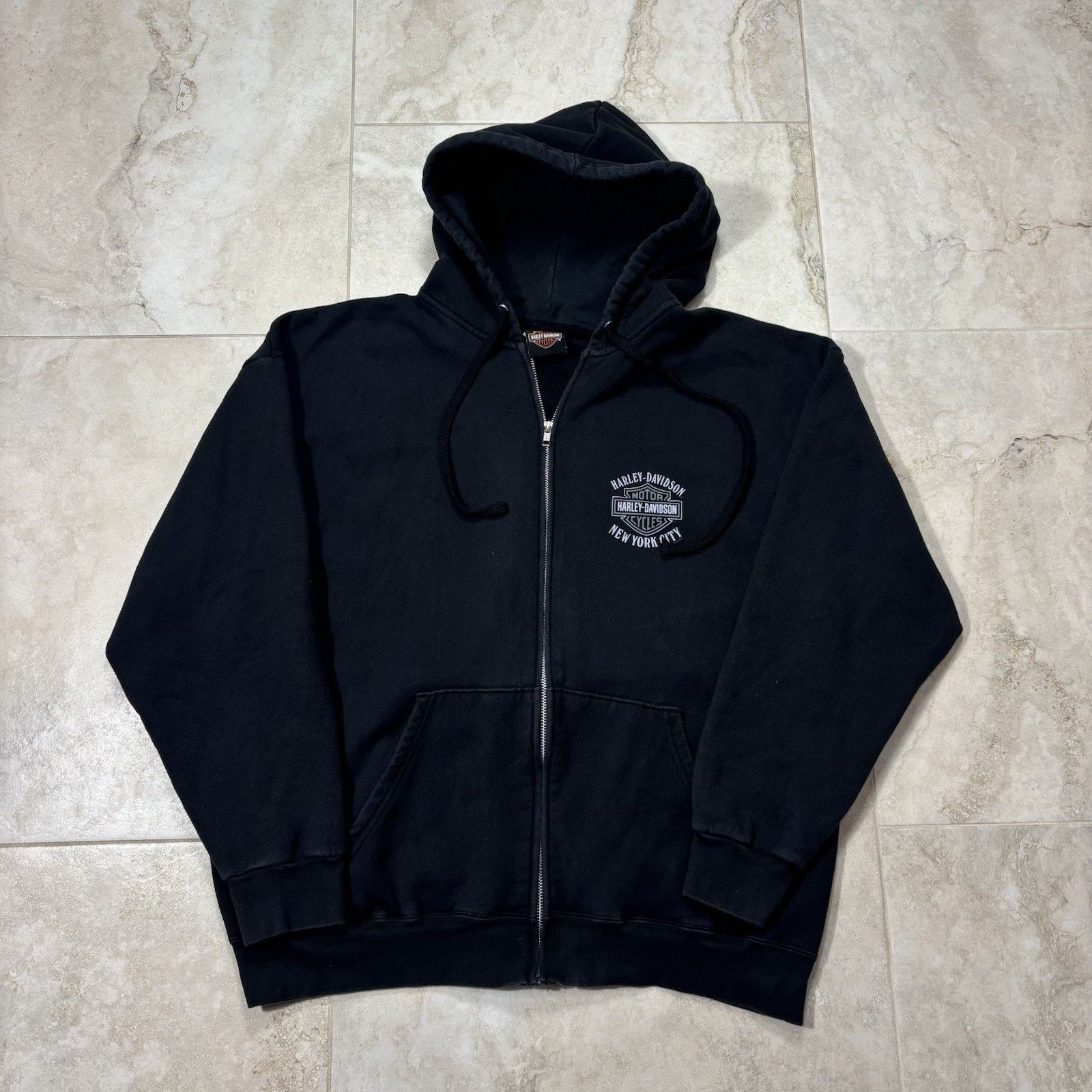 Harley Davidson Vintage Harley Davidson Full Zip Hoodie Sweatshirt New York Size US L / EU 52-54 / 3 - 2 Thumbnail