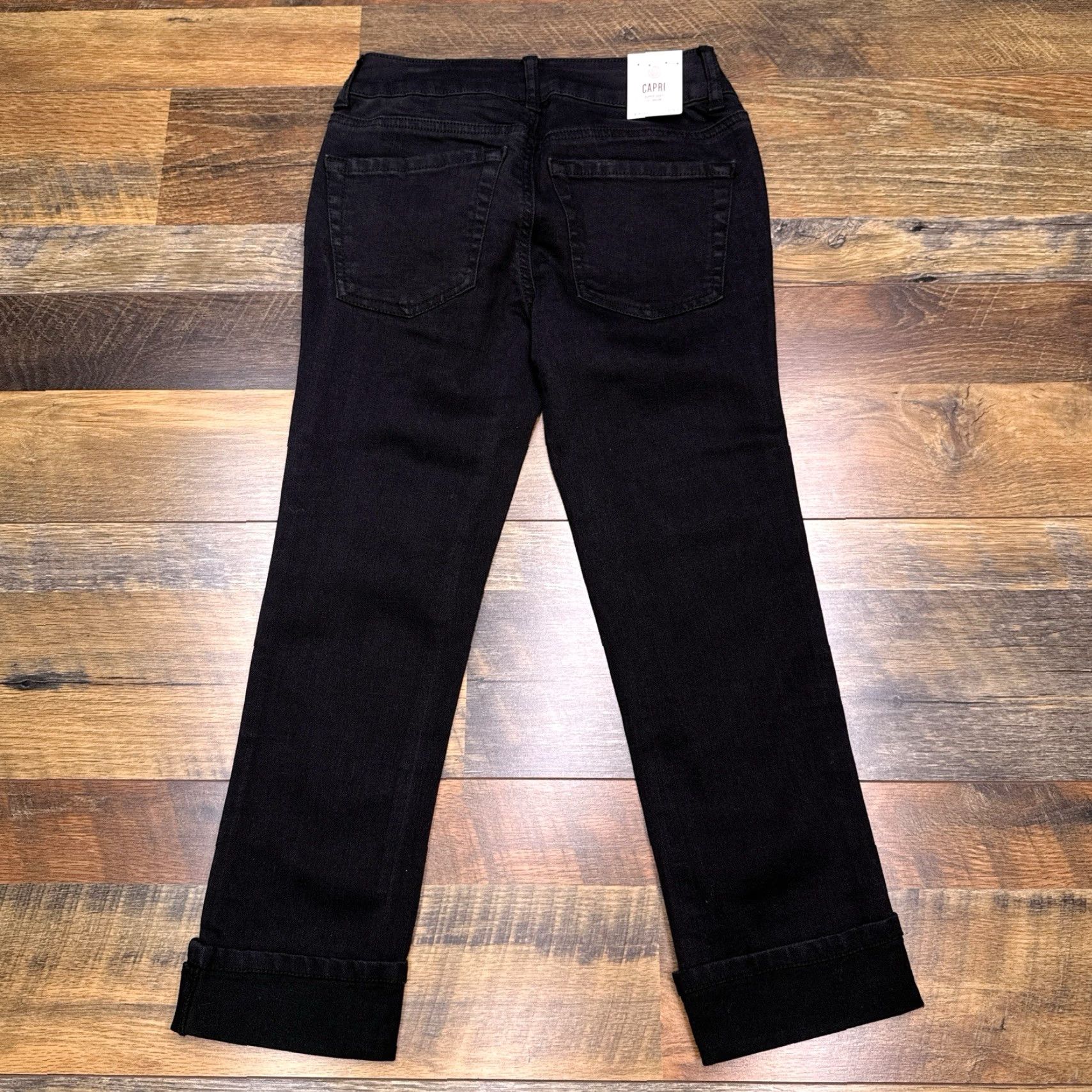 Vintage SO Capri Jeans Womens Black 0 Low Rise Stretch Cuffed Super Soft New Size 25" / US 0 / IT 36 - 2 Thumbnail