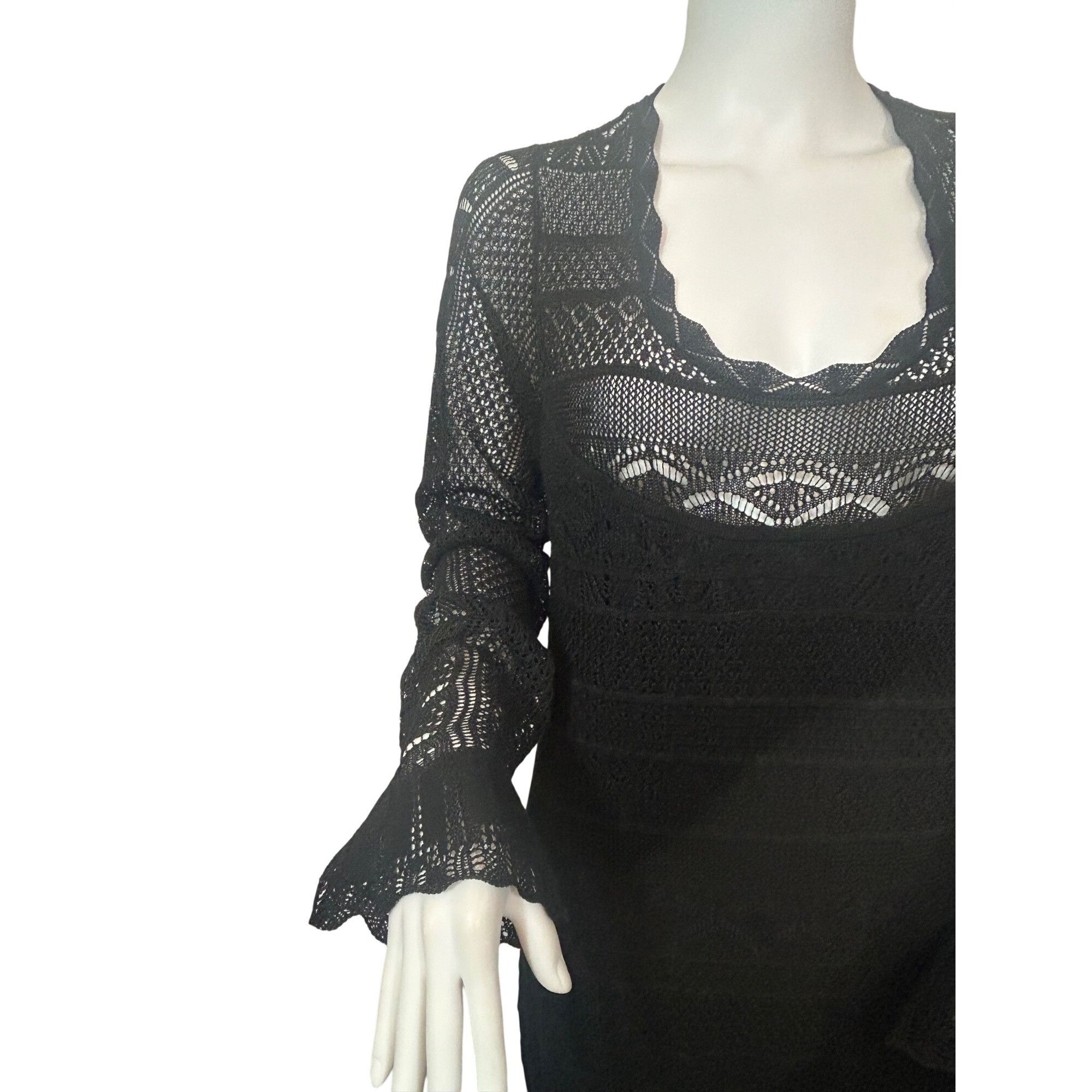 Polo Ralph Lauren Polo Ralph Lauren Maxi Dress L Black Lace Knit Long Sleeved Size L / US 10 / IT 46 - 21 Thumbnail