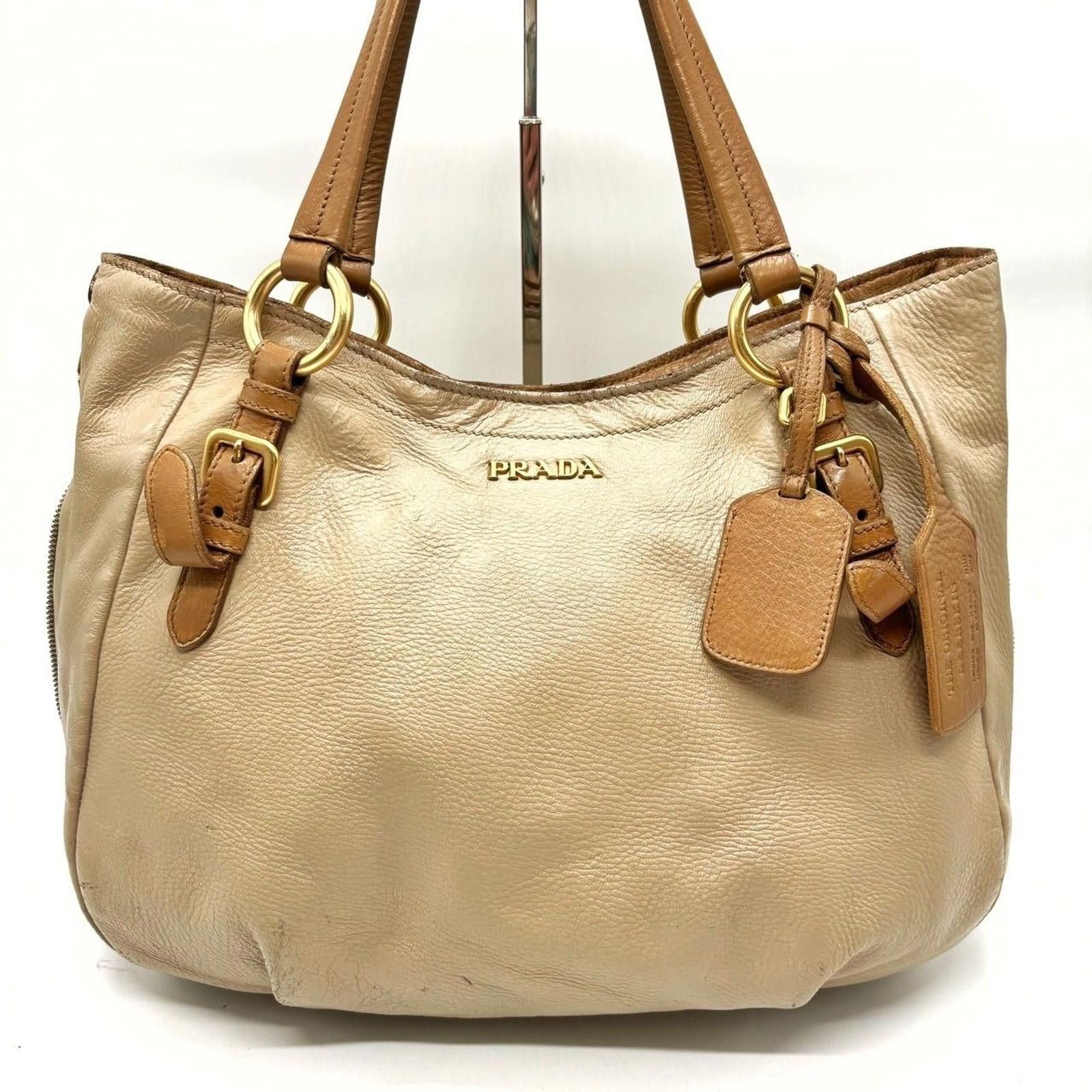 Prada Prada - Beige Leather Shoulder Bag Size ONE SIZE - 3 Thumbnail