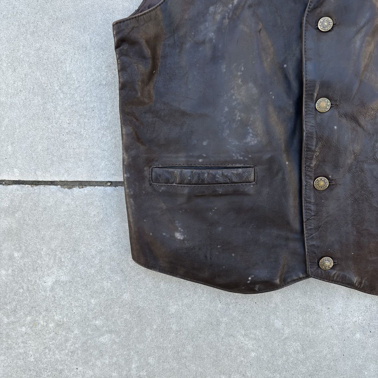 Japanese Brand × Leather Vintage Japanese Style Vest Leather Hype Moto Distressed Y2K Size US L / EU 52-54 / 3 - 3 Thumbnail