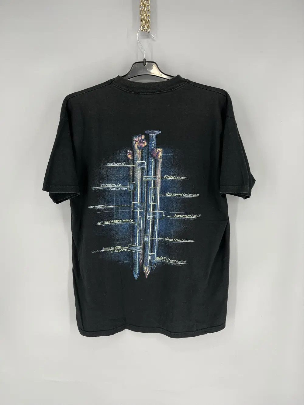 Band Tees × Vintage NIGHT IN GALES T-SHIRT "Nailwork" - absolute rarity, 1999 Size US XL / EU 56 / 4 - 1 Thumbnail